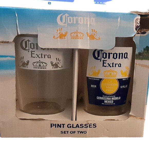 Set of 2 CORONA Extra Pint Beer/Cerveza Glasses 16 oz Barware - Picture 2 of 3